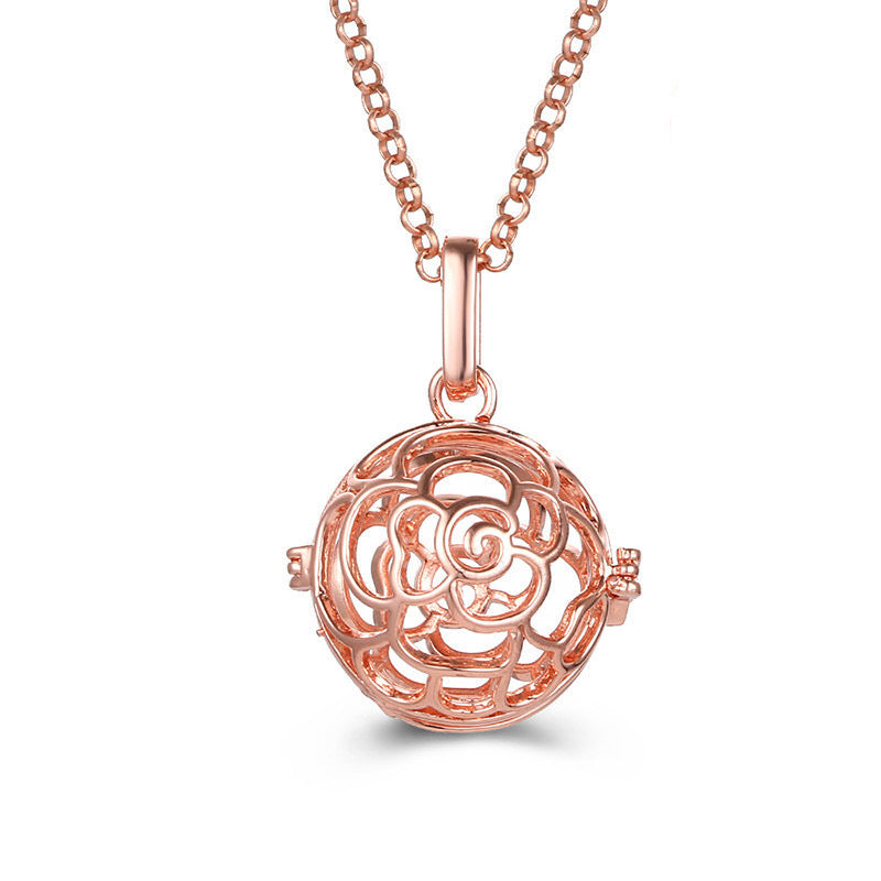 Collar hueco de aromaterapia con jaula de circonita, difusor de aceites esenciales, caja de perfume, accesorios antiguos para ropa tradicional Han