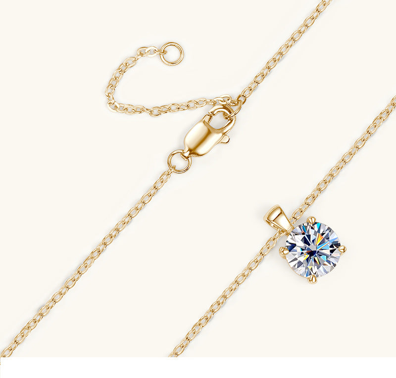 Klassische vierzackige Diamantkette, hochwertig 925 versilbert, 18 Karat vergoldeter Anhänger