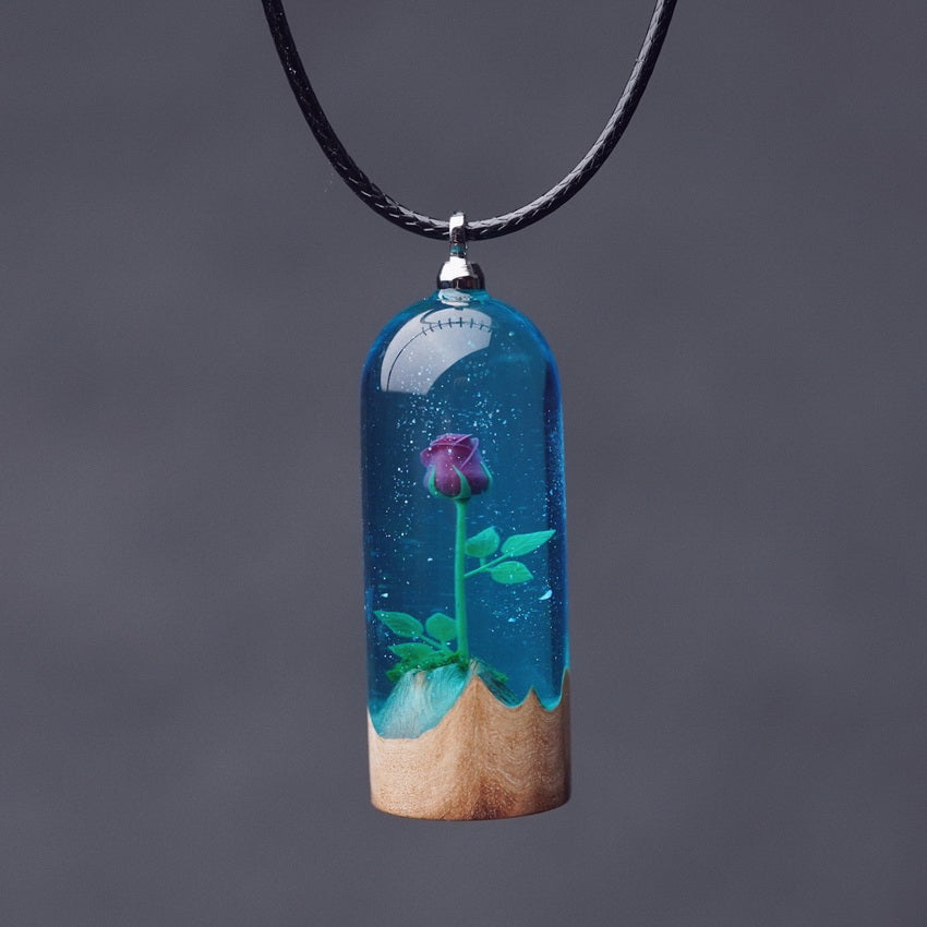 Holzharz Rose Valentinstagsgeschenk Anhänger Halskette