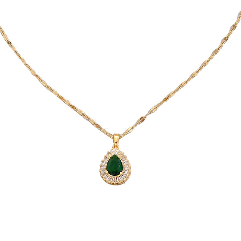 Retro Halskette und Ohrringe im Hongkong-Stil mit weißer Jade – Vielseitiger Schmuck