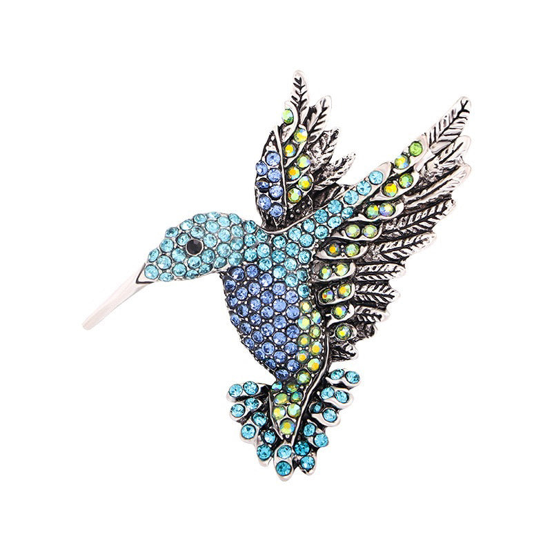 Brosche im neuen Retro-Stil aus Legierung mit Kolibri-Motiv