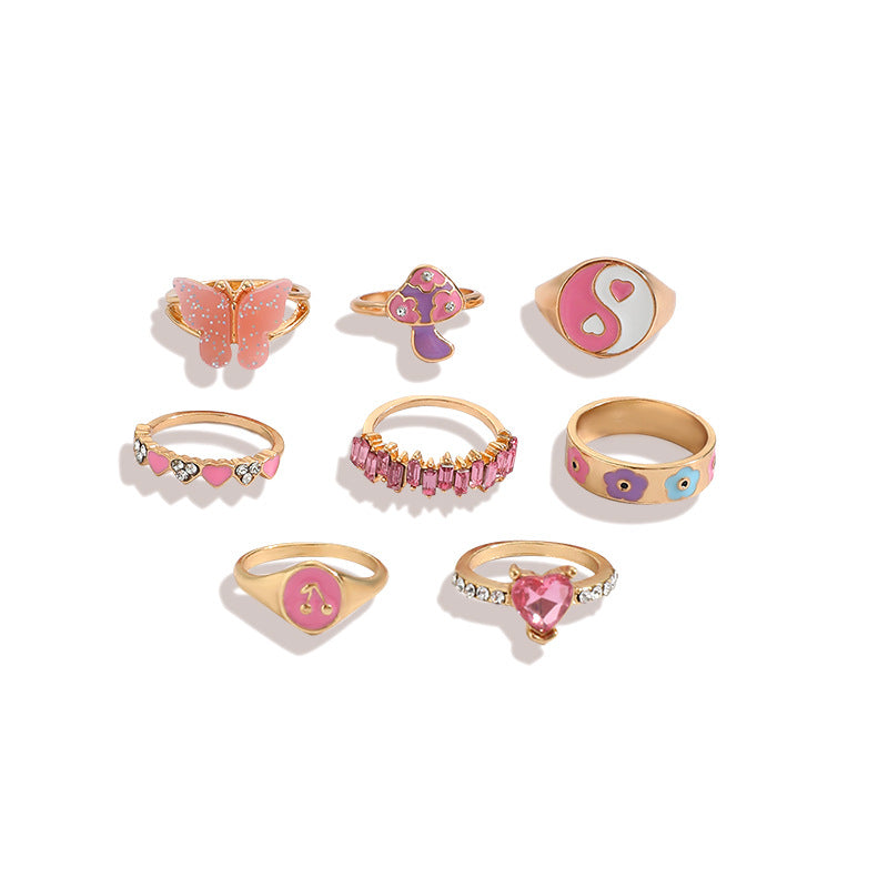 Anillo goteante de color, personalidad de moda europea y americana