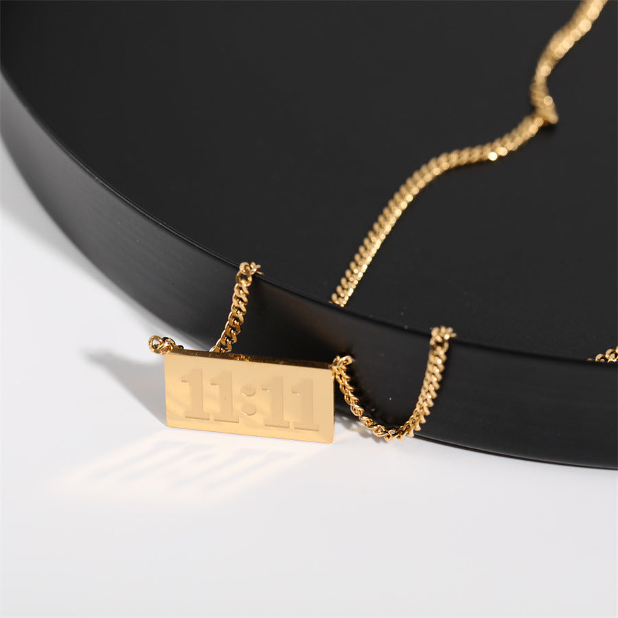 Simple Titanium Steel Square Digital Clavicle Chain