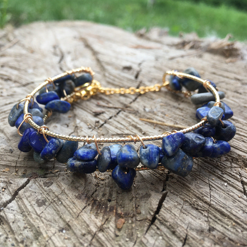 Pulsera de cuentas de hilo de cristal natural para joyería de moda, bricolaje, irregular para mujer