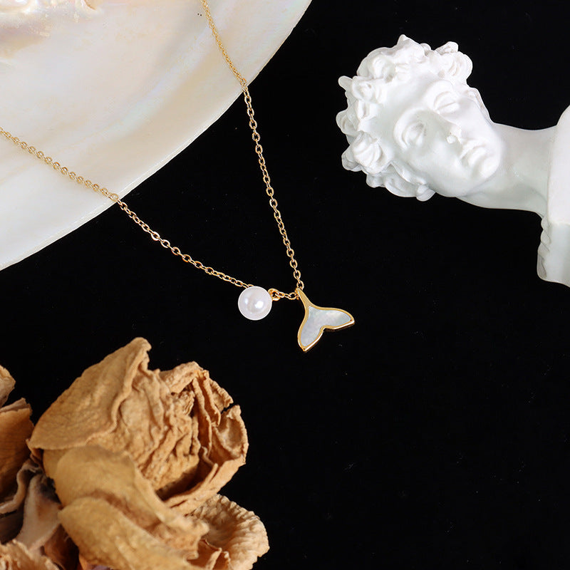 Mode Edle Schmuck Perlen Walflosse Cameo Muschel Charms Kette Halsreifen Anhänger Für Frauen