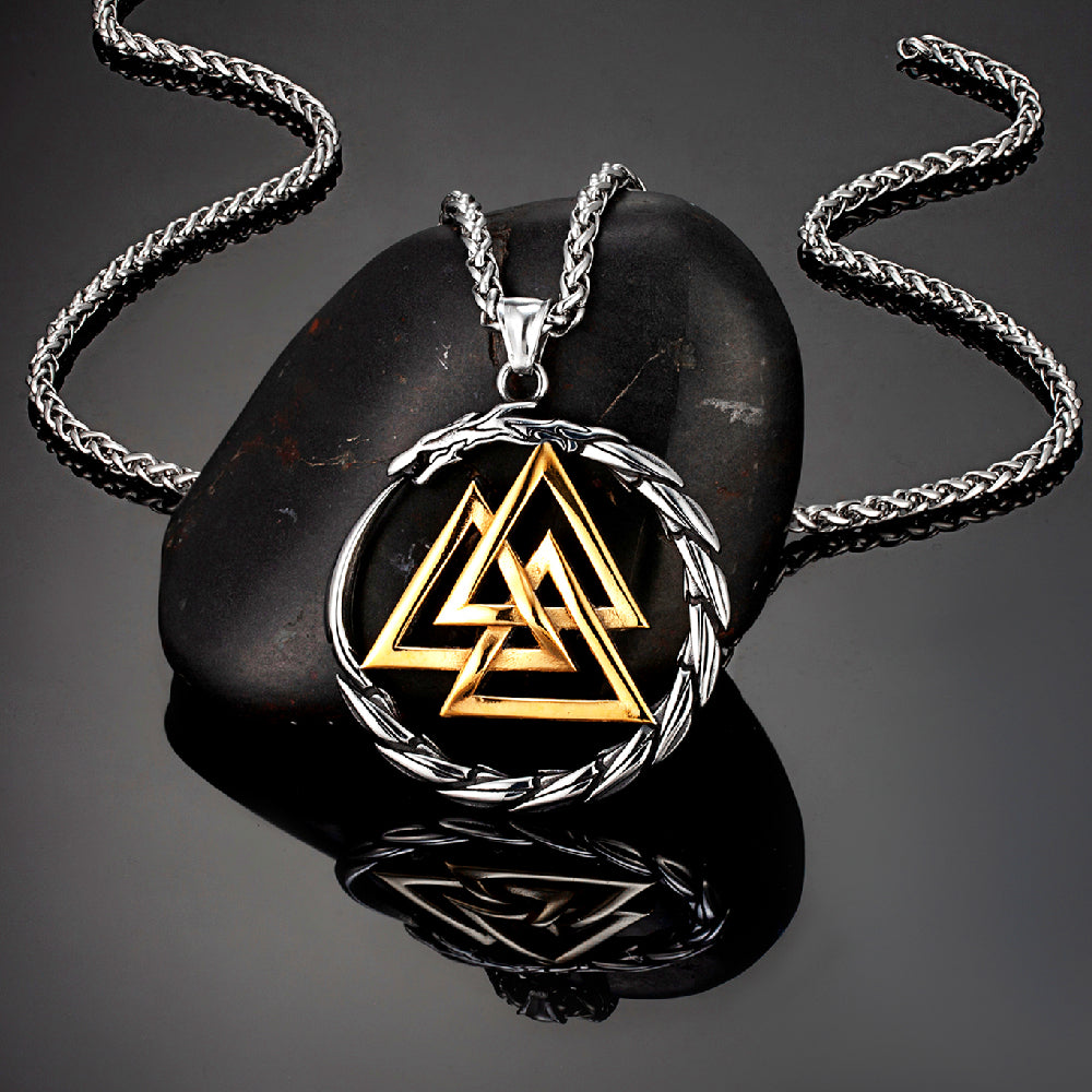 Punk Wikinger Drachen Edelstahl Halskette Herren Nordisch Rune
