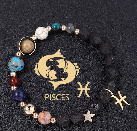 Natural Volcanic Rock Twelve Constellations Bracelets Fashion European And American Style