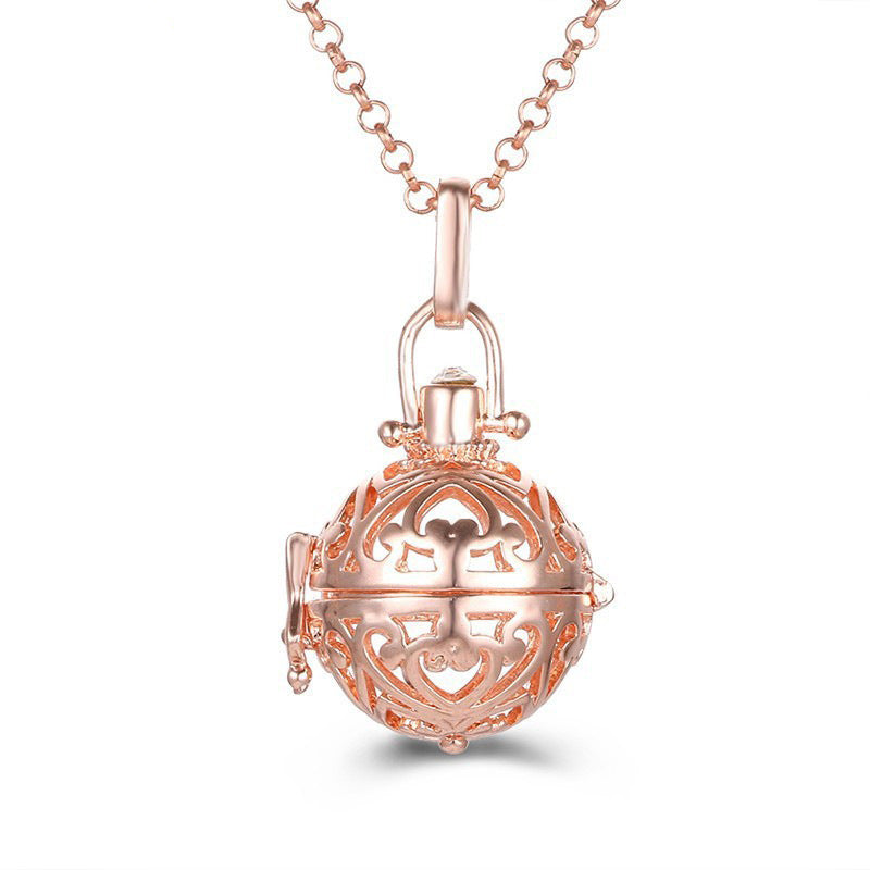 Collar hueco de aromaterapia con jaula de circonita, difusor de aceites esenciales, caja de perfume, accesorios antiguos para ropa tradicional Han