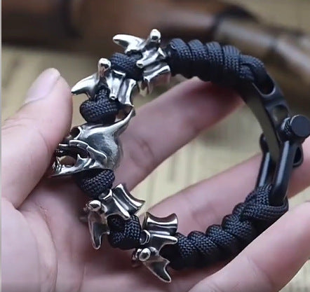 Men's Carrying Strap Retro Personalized Prajna Four Spine Parachute Cord Woven Handmade Bracelet