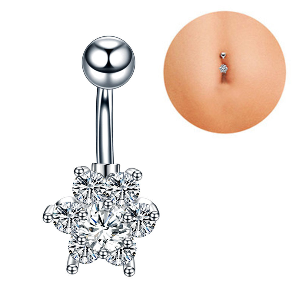 Anillo de ombligo de diamante de acero inoxidable para el cuerpo