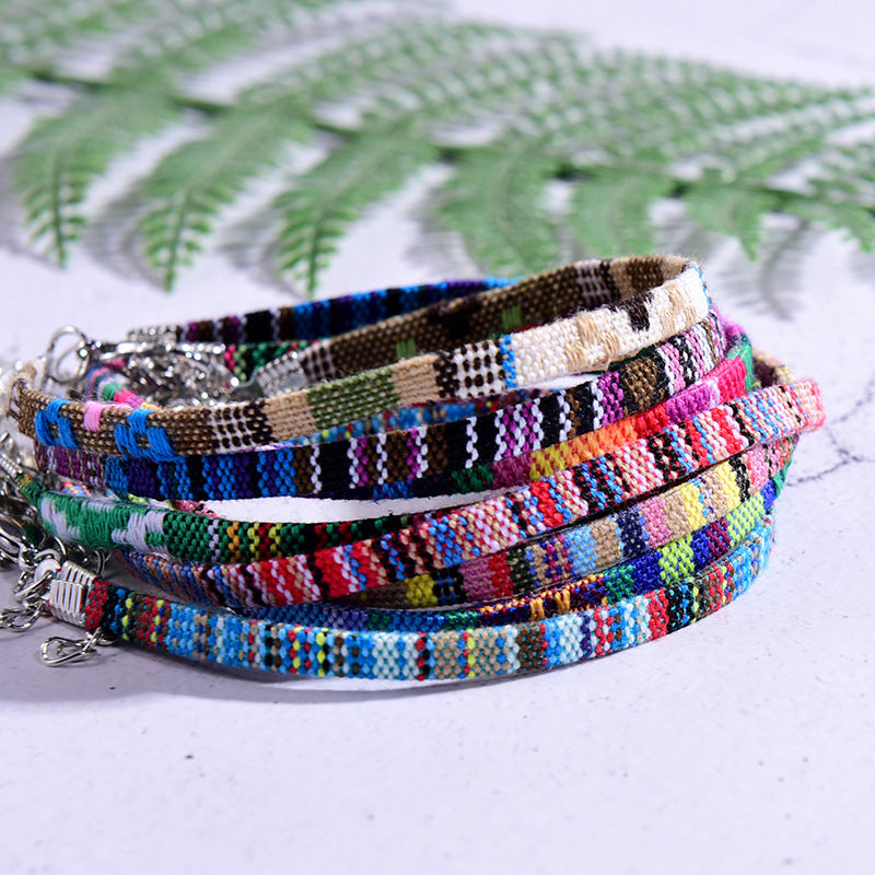 Pulsera de tobillo bohemia de cadena, de hilo, hecha a mano