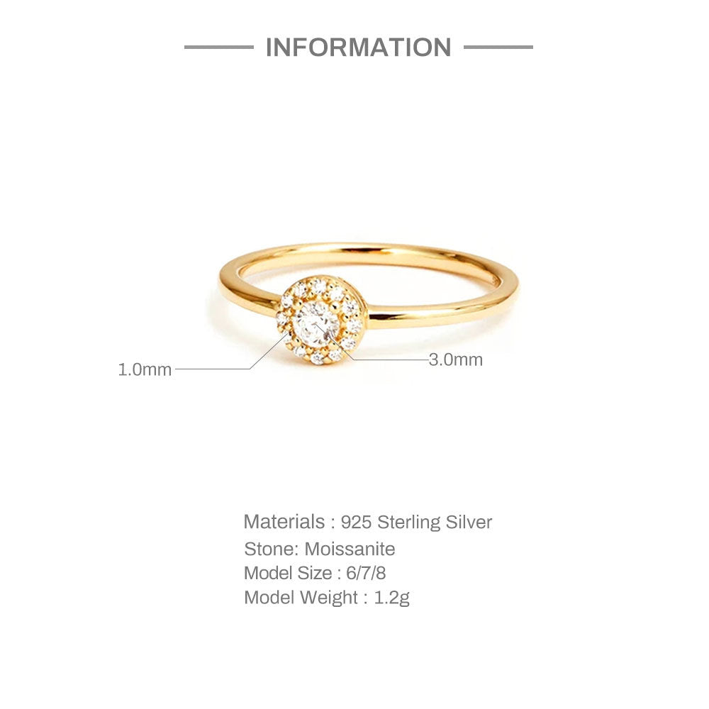Anillo de moissanita con esquinas redondeadas Wind, oro de 18K