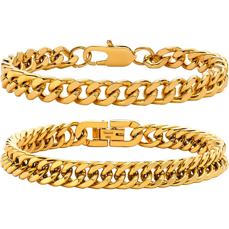 Stainless Steel Four-side Grinding Punk Hip Hop Domineering Personalized Men's Bracelet