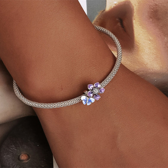 Pulsera de plata de ley S925 con cuentas, chapada en oro blanco, cuentas de colores