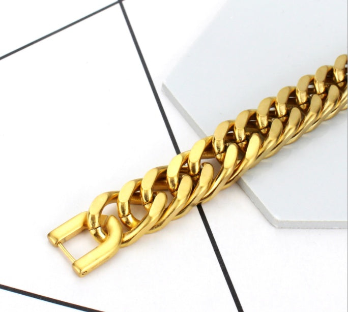 Pulsera de doble hebilla de acero de titanio