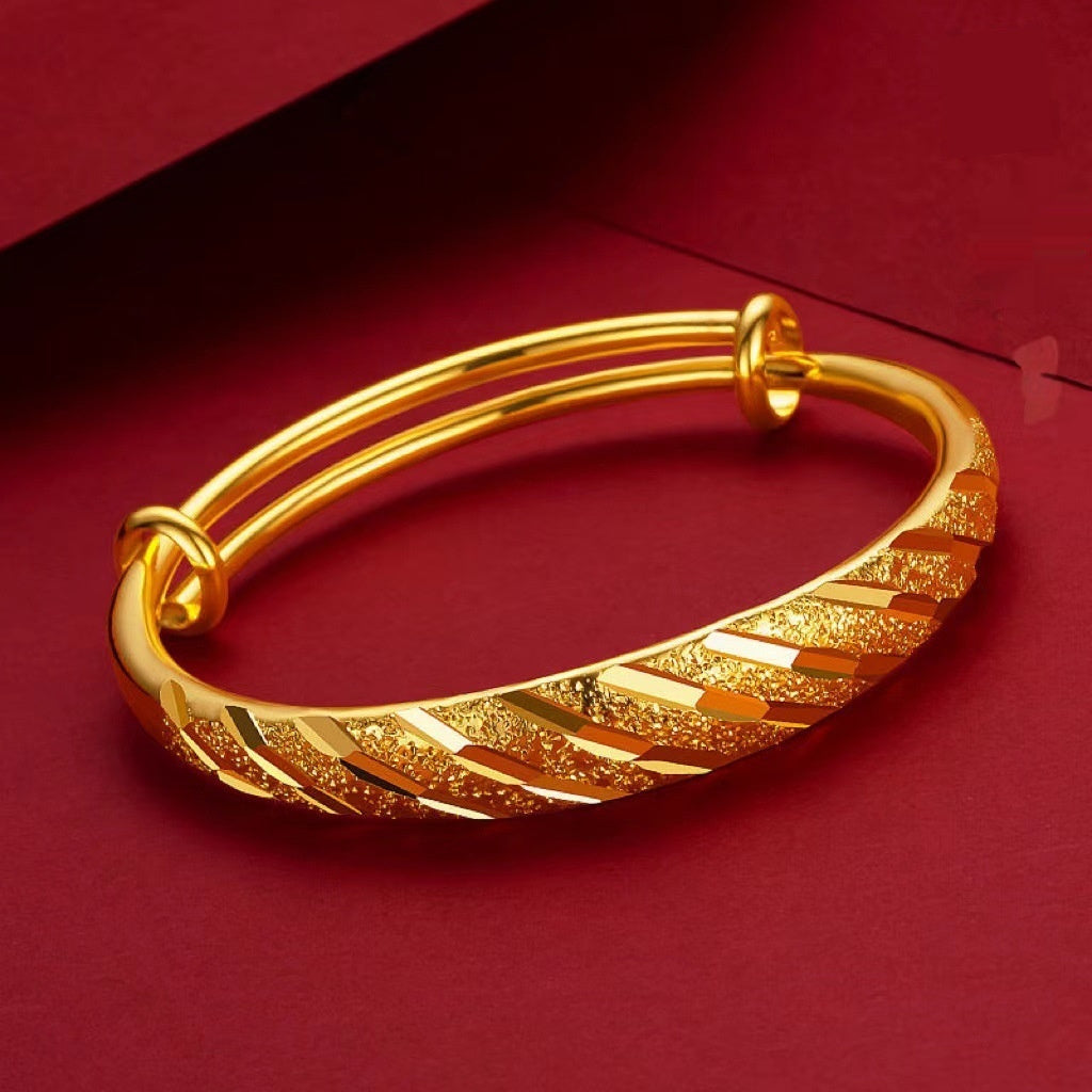 Pulsera de oro chapado en cobre estilo antiguo de oro aluvial grueso push-pull