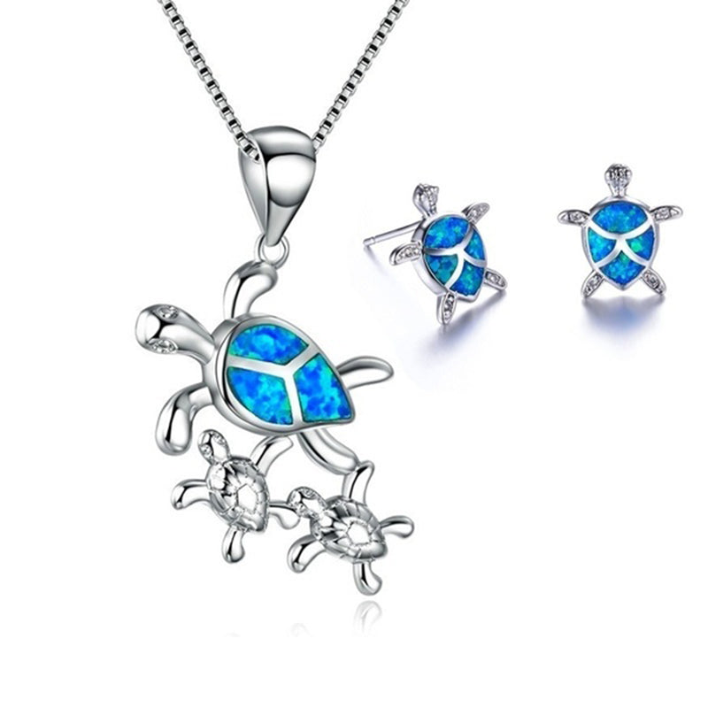 Mode Opal 5 Farben Schildkröten-Halsketten-Ohrring-Set