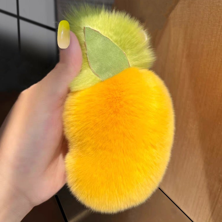 Llavero con Colgante de Pelo de Conejo y Mango