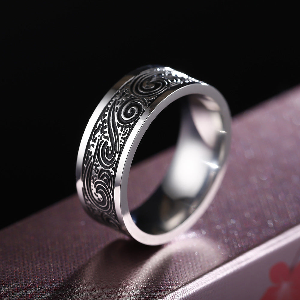 Anillo retro para hombre de acero de titanio