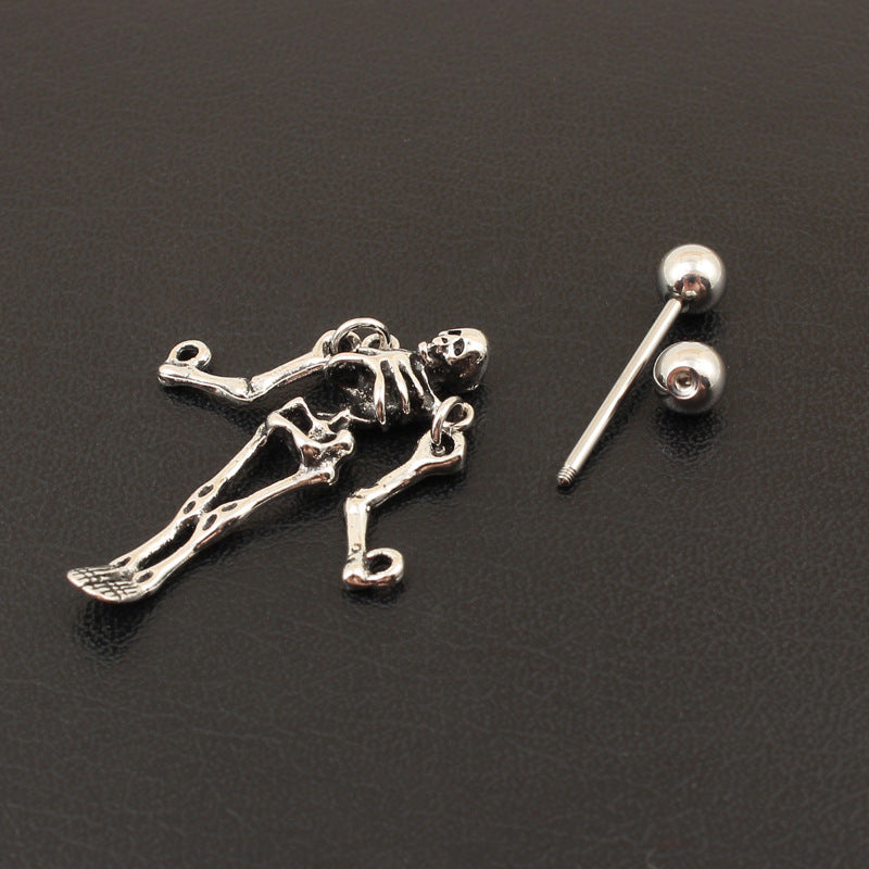 Anillo de pezón con calavera, joya corporal antigua