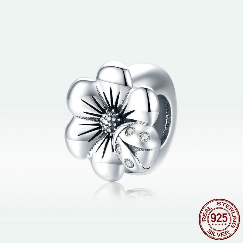 S925 Silber Blume Silikon Positionierungs-Spacerperlen Temperament Mädchen DIY All-Match Schmuckzubehör