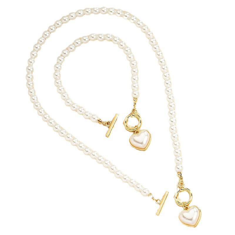 Liebe Perle OT Schnalle Halskette, Armband Set