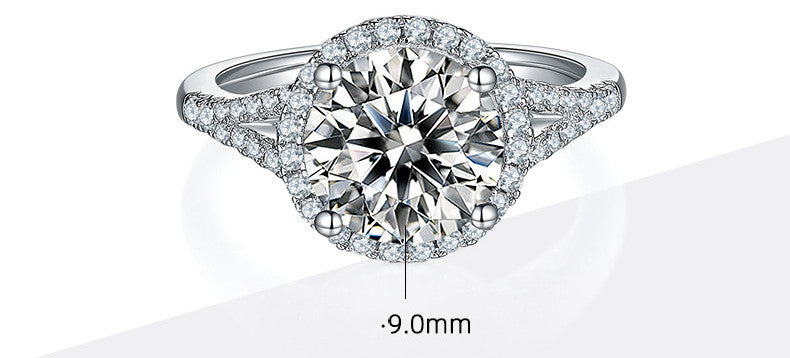 Grupo de anillos de plata Anillo de boda con incrustaciones Lujo redondo