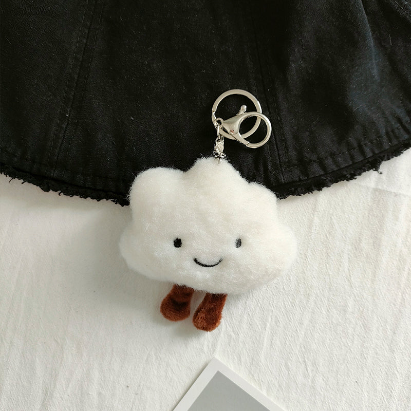 Lindo llavero de pareja con colgante de nube blanca de peluche
