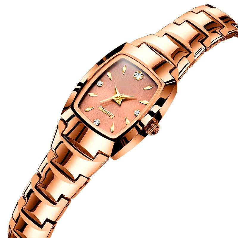 Reloj de cuarzo de acero de tungsteno impermeable para mujer