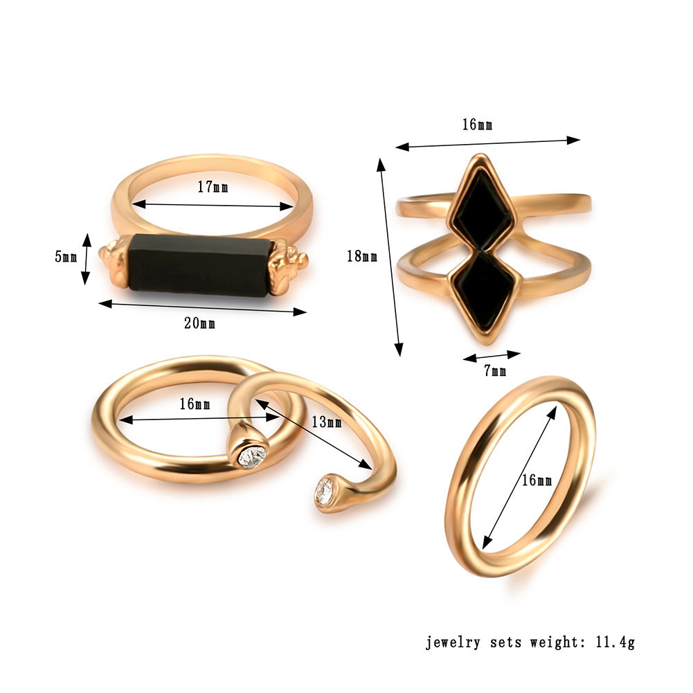 Mode Gelenk Ring Set Galvanisierung 18K Edelsteinschmuck