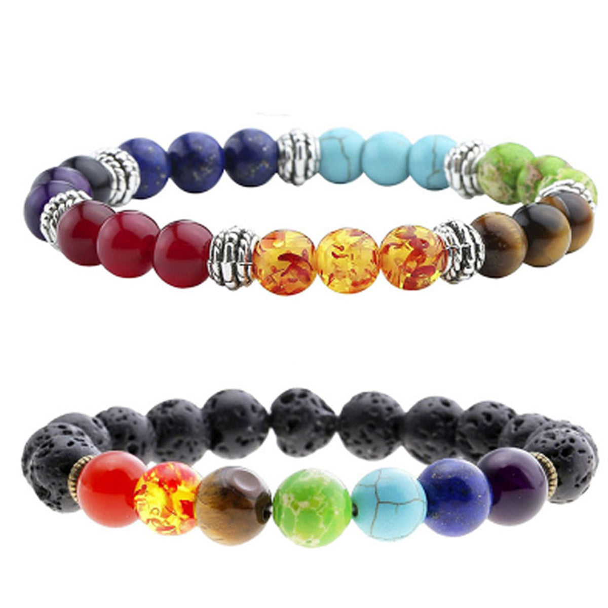 Pulsera de Ágata con Cuentas de Piedra Volcánica
