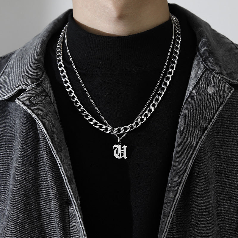 Ins Style Letter Necklace Titanium Steel
