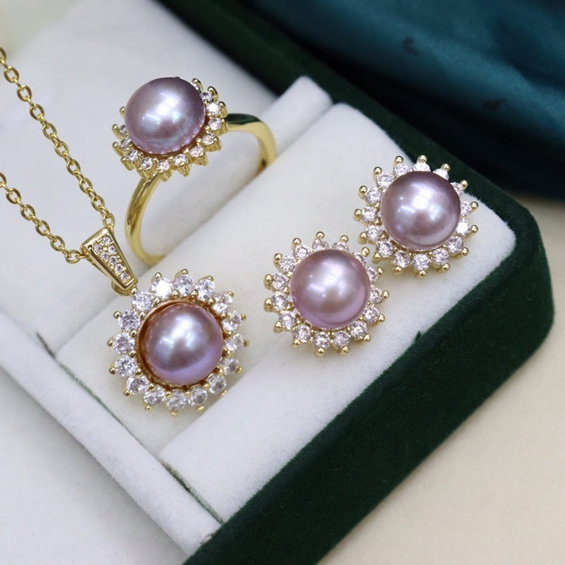 Süßwasserperlen Schlichtheit All-Match-Halsketten-Set