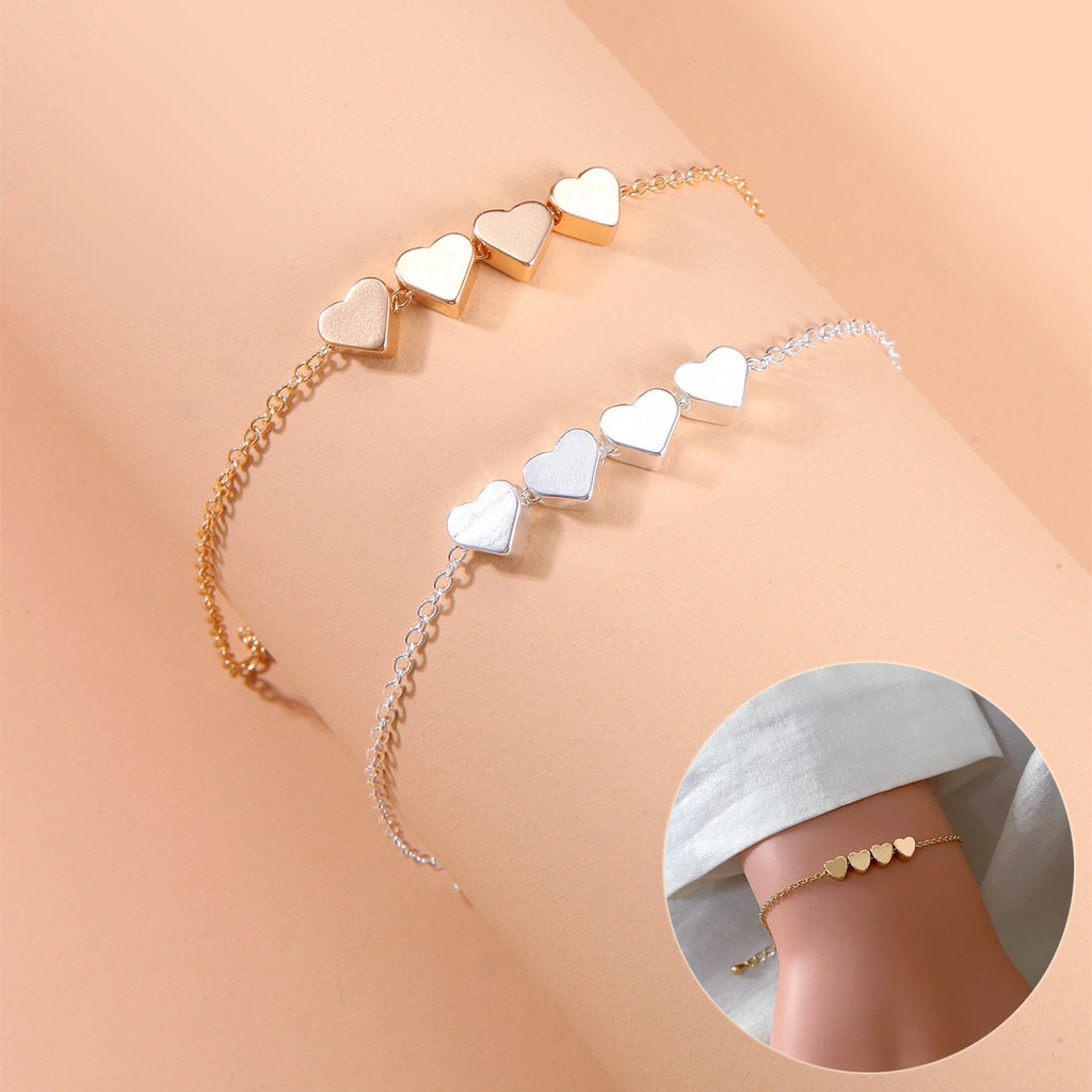 Modeschmuck Exquisiter Neuer Koreanischer Modetemperament Einfaches Dünnes Ketten-Herzarmband für Frauen Mädchen Geburtstagsparty Schmuckgeschenk