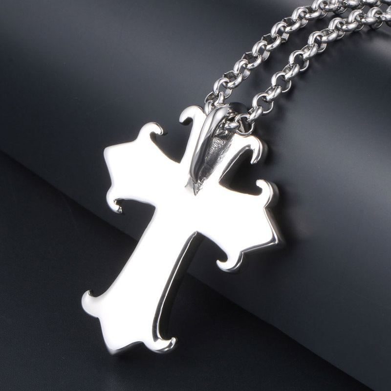 Gothic Vintage Kreuz Geisterkopf Herren Titanstahl Anhänger Halskette Mode Fashionmonger Punk Schmuck