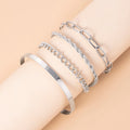 Kubanisches Armband-Set aus Sterlingsilber mit gedrehter Kette für Frauen