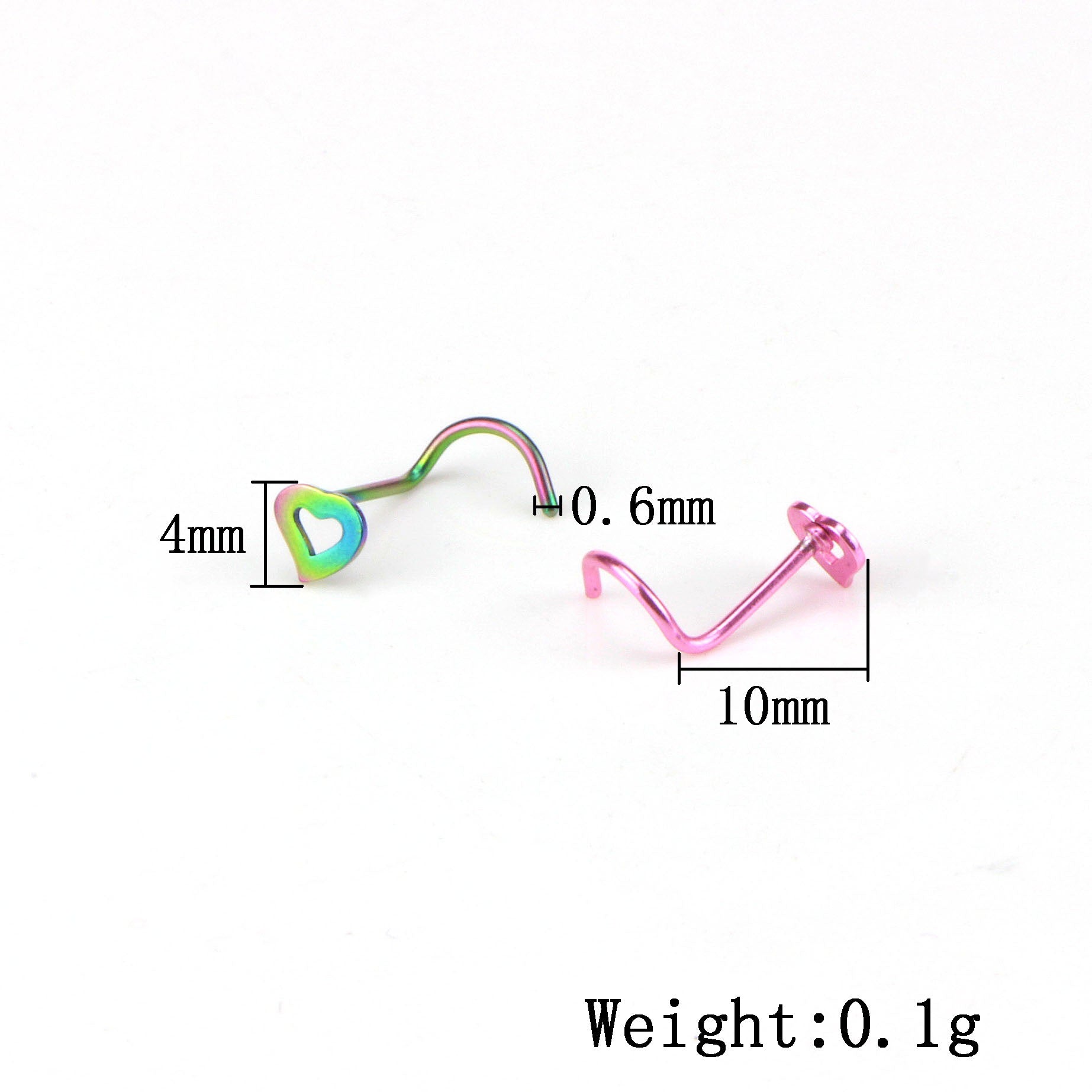 Pendientes de nariz de acero inoxidable curvados en forma de corazón