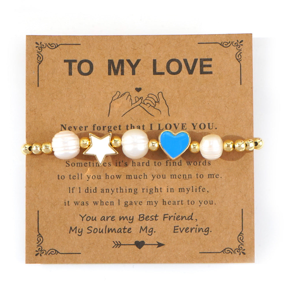 Copper Oil Drop Peach Heart Couple Bracelet Valentine's Day