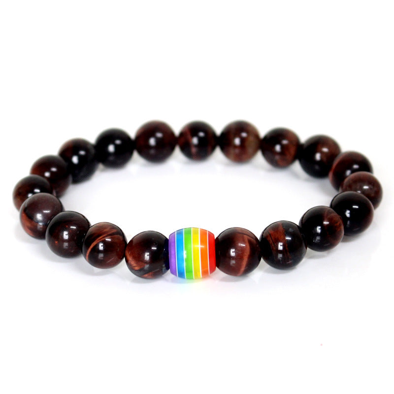 Regenbogen Perlenarmband Stolz Naturstein Strang Paar Armbänder