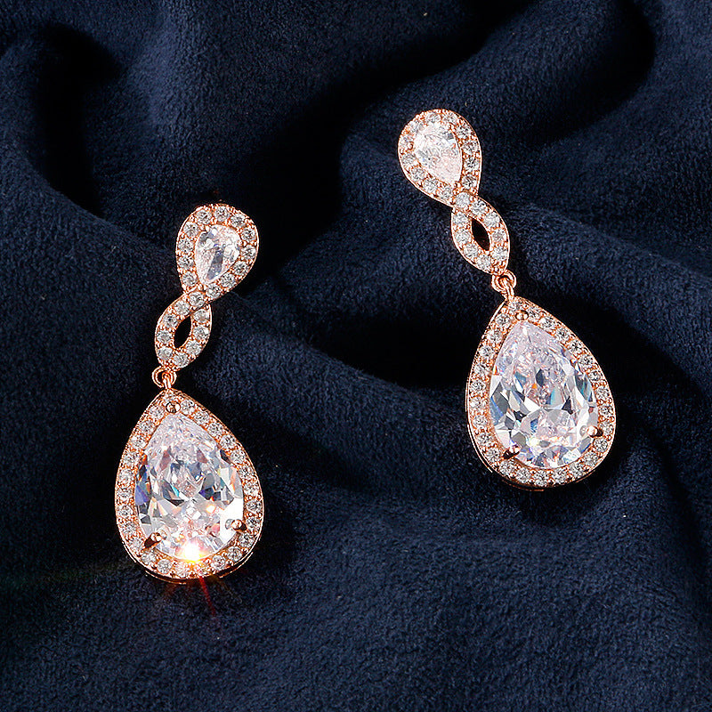 Pendientes de banquete de novia en forma de gota con circonita AAA