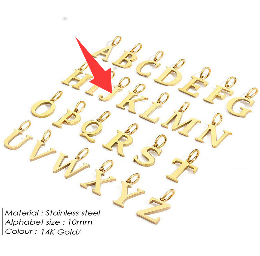 26-letter Hanging Stainless Steel Letter Necklace