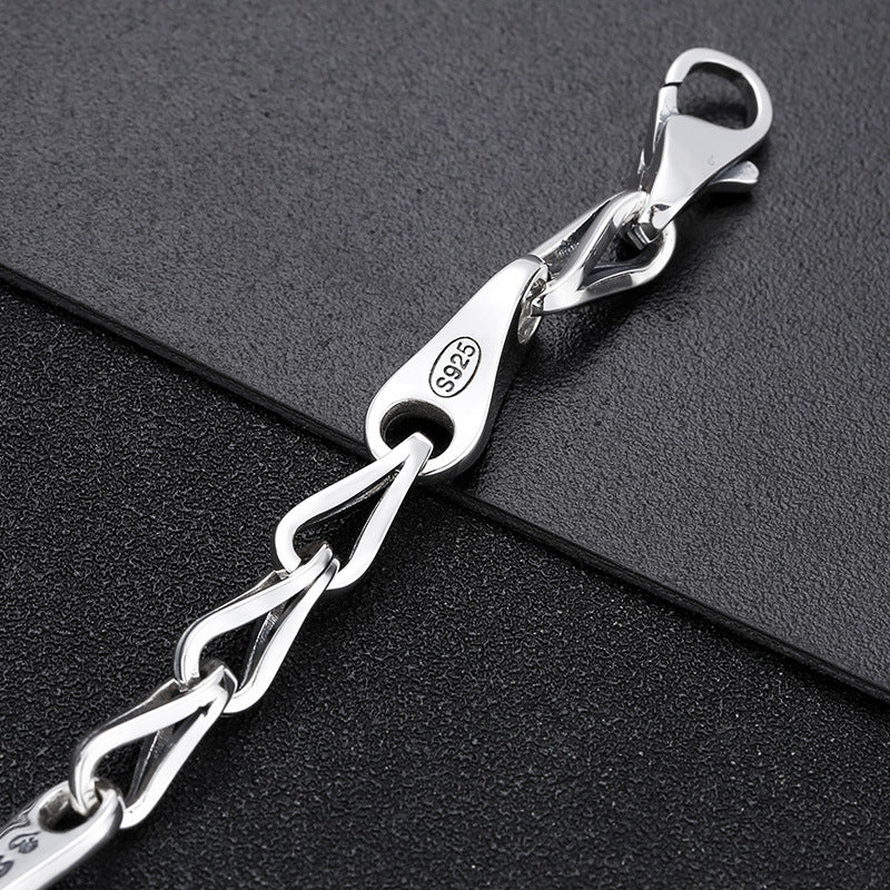 925 Sterling Silver Ornament Trendy Unique Six Words Mantra Bracelet