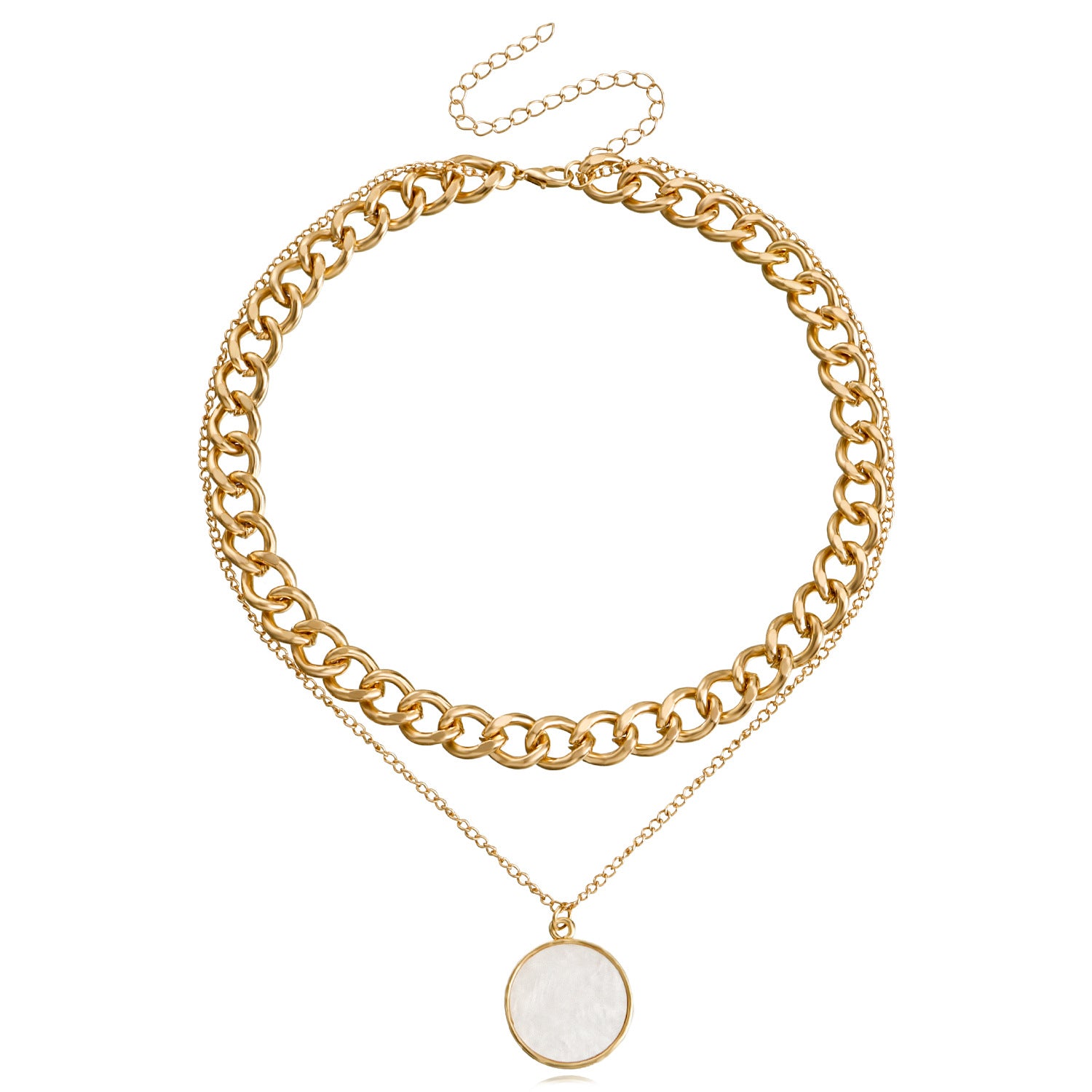 Women's Fashion Simple Double Layers Loving Heart Fritillary Pendant Necklace