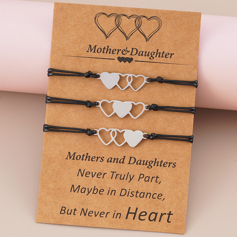 Edelstahl Herz Muttertag Handgeflochtenes Armband-Set