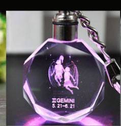Llavero con colgante de cristal intermitente