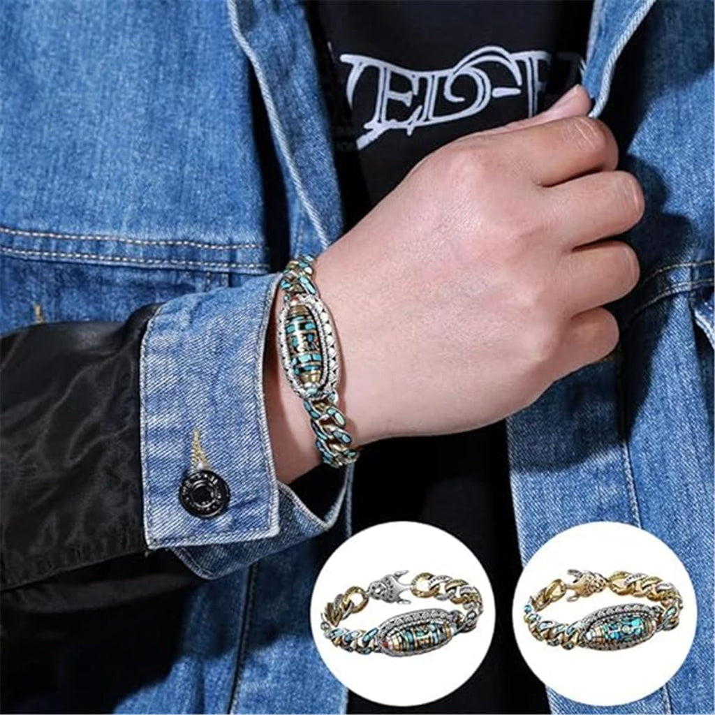 Joyas de Moda Nueva Pulsera para Hombre Personalidad Retro Transferencia Rotatoria Nueve Ojos Perla Pulseras Regalo de Alta Gama