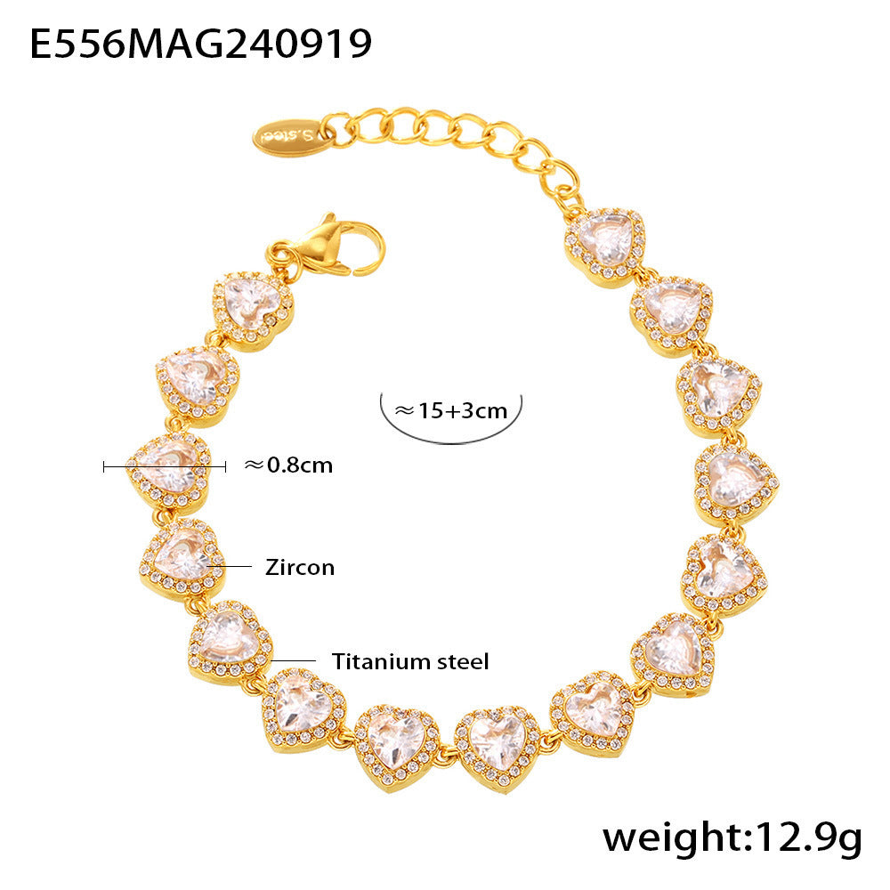 Pulsera de empalme de circonitas brillantes con diseño de amor, estilo europeo y americano, temperamento de lujo ligero