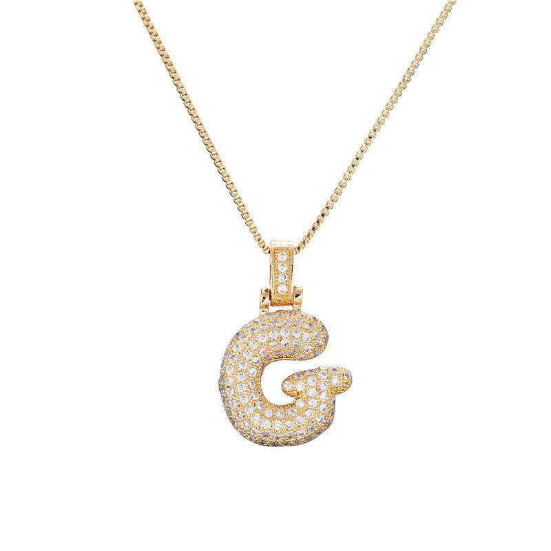 Schlüsselbeinkette Kupfer Mikro-intarsierte Zirkon 26 Buchstaben-Anhänger-Halskette für Frauen Geburtstag Schmuck Geschenke