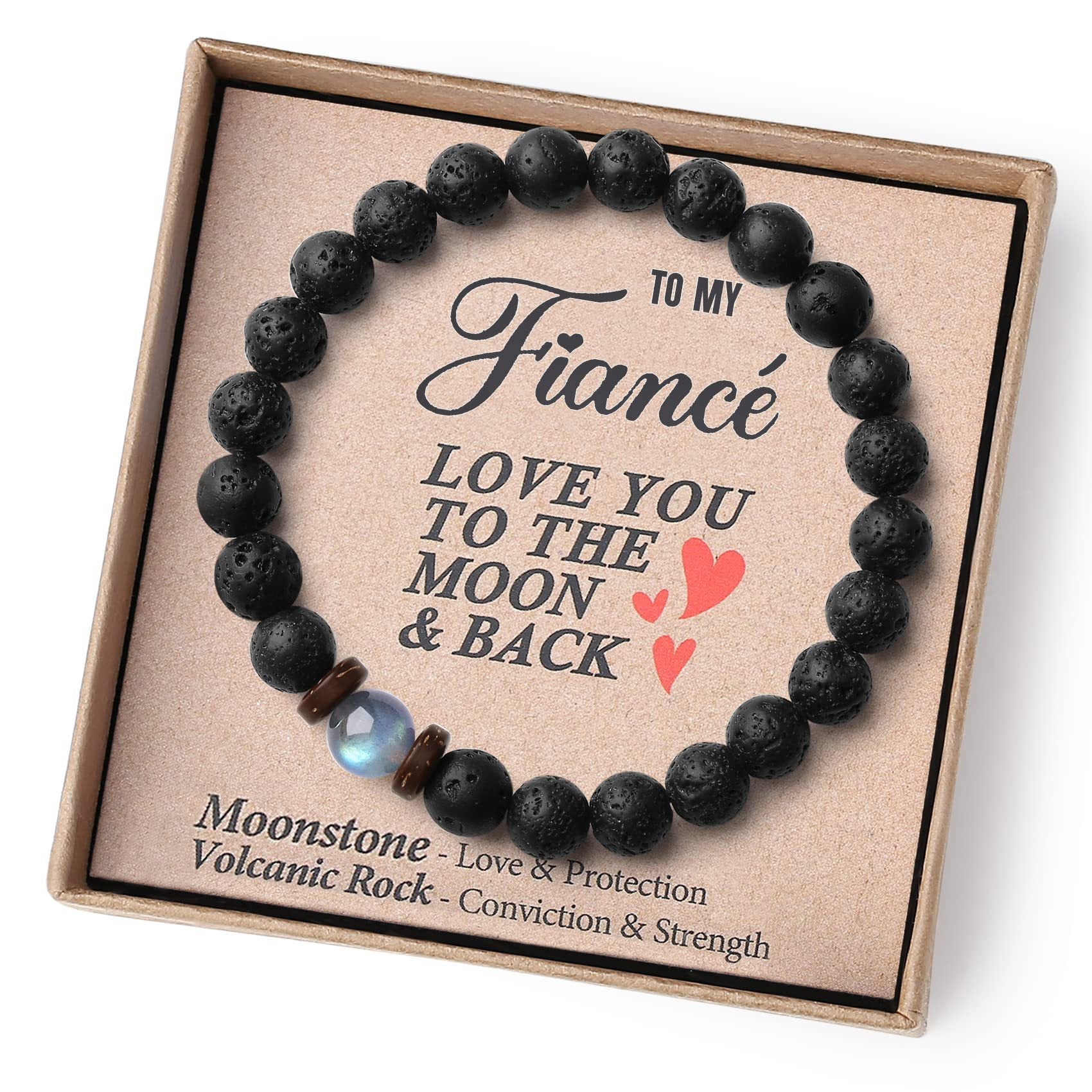 Pulsera de Piedra Volcánica Para Mi Hijo Cordón Elástico