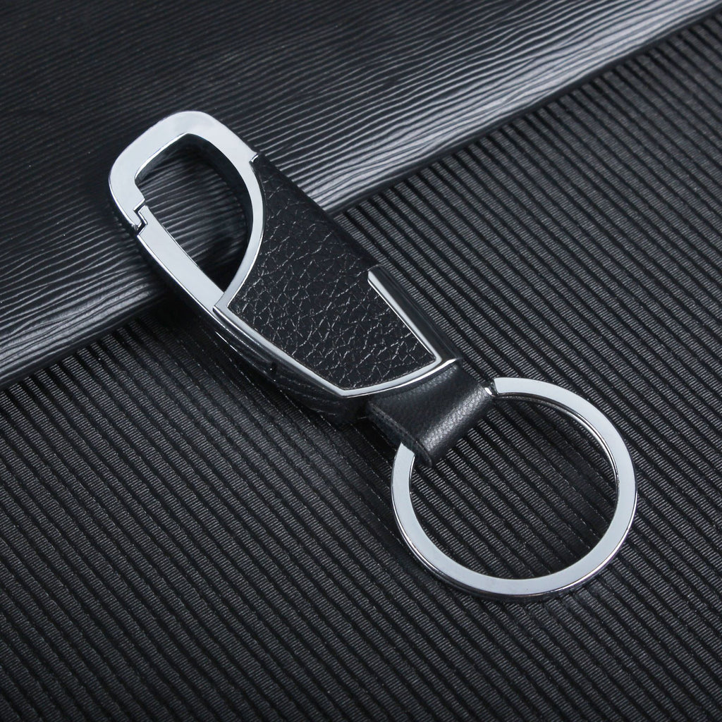 Llavero de metal y cuero para hombre, adorno creativo para coche